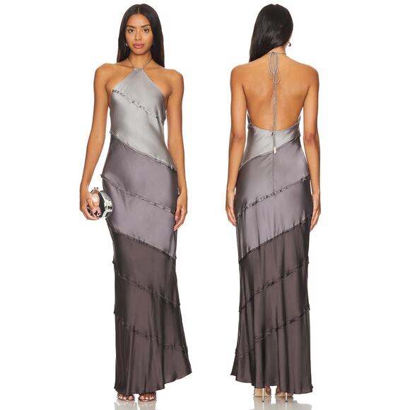 Significant Other Murphy Dress Halter Tiered Ruffle Formal Party Greyscale Sz 4 - Picture 1 of 11